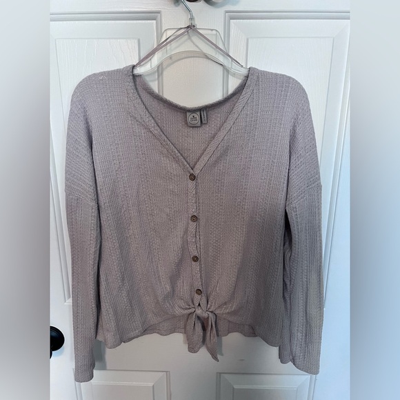 Paper Crane Sweaters - Paper Crane Lilac Tie-Front Cardigan